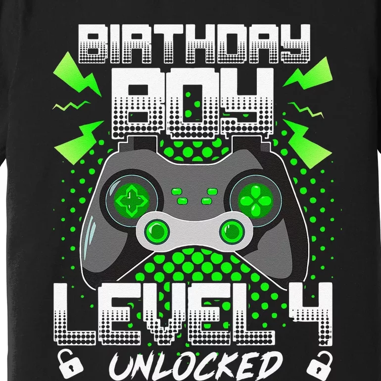 Level 4 Unlocked Gamer 4th Birthday Gift Video Game Lovers Premium T-Shirt