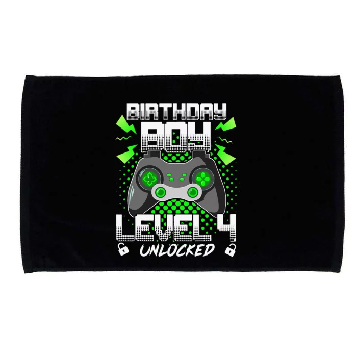 Level 4 Unlocked Gamer 4th Birthday Gift Video Game Lovers Microfiber Hand Towel