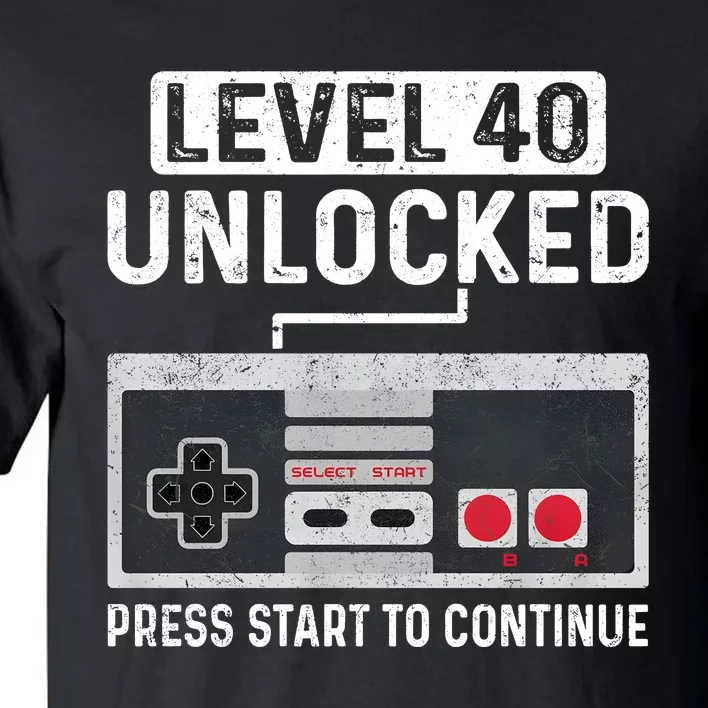 Level 40 Unlocked Press Start To Continue Tall T-Shirt