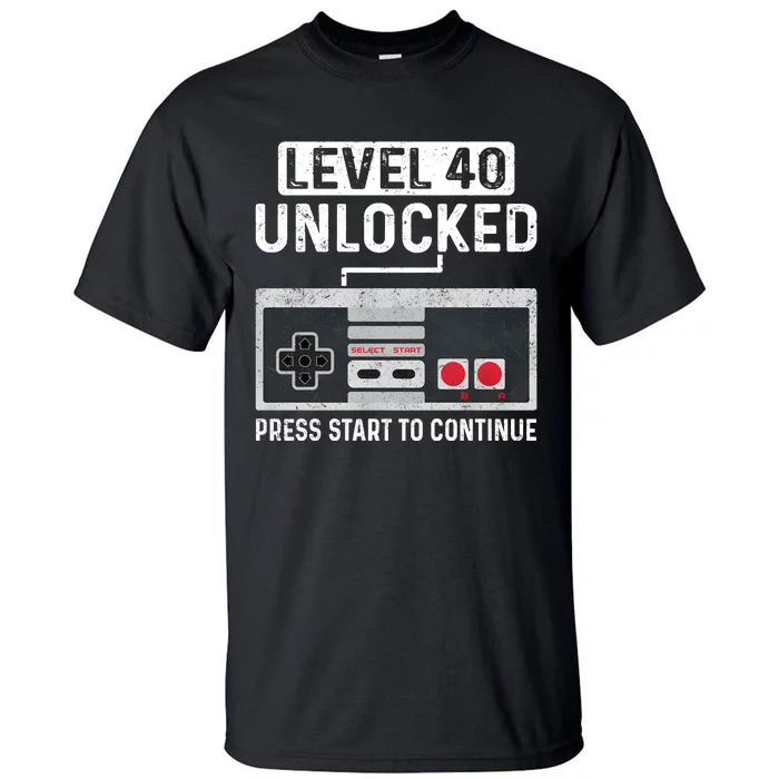 Level 40 Unlocked Press Start To Continue Tall T-Shirt