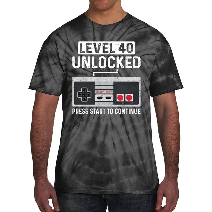 Level 40 Unlocked Press Start To Continue Tie-Dye T-Shirt