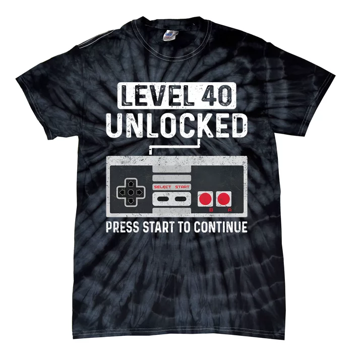 Level 40 Unlocked Press Start To Continue Tie-Dye T-Shirt