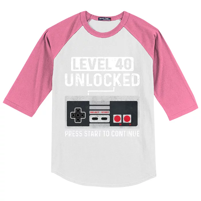 Level 40 Unlocked Press Start To Continue Kids Colorblock Raglan Jersey