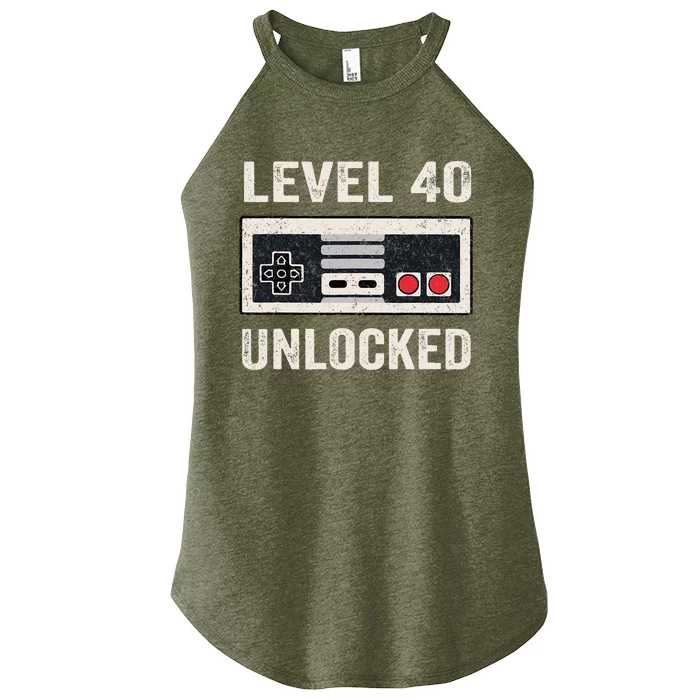 Level 40 Unlocked Video Gamer 40th Birthday Gifts Women’s Perfect Tri Rocker Tank