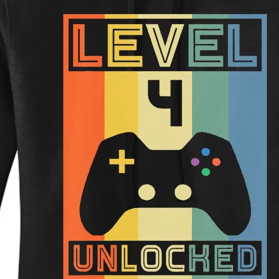 Level 4 Unlocked Video Gamer 14th Birthday Gaming Gift Women's Pullover Hoodie