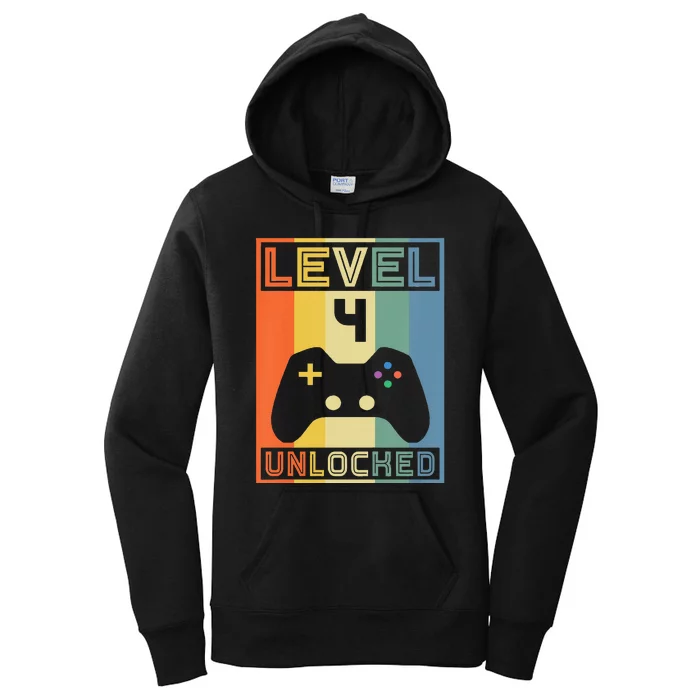 Level 4 Unlocked Video Gamer 14th Birthday Gaming Gift Women's Pullover Hoodie