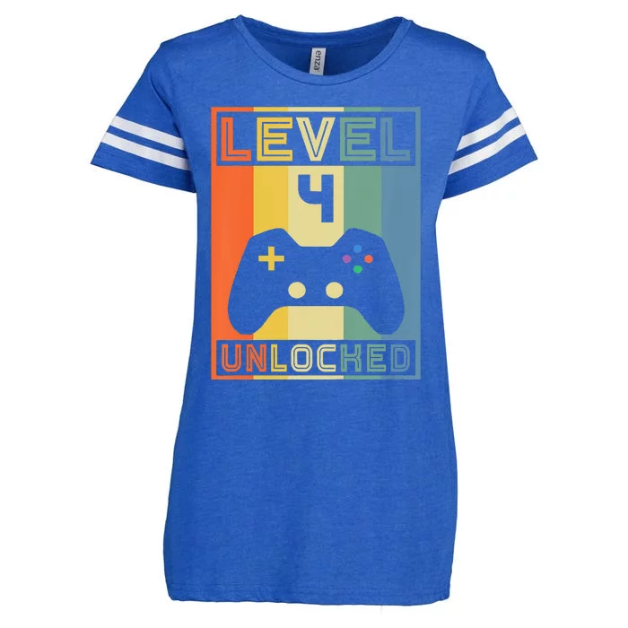 Level 4 Unlocked Video Gamer 14th Birthday Gaming Gift Enza Ladies Jersey Football T-Shirt