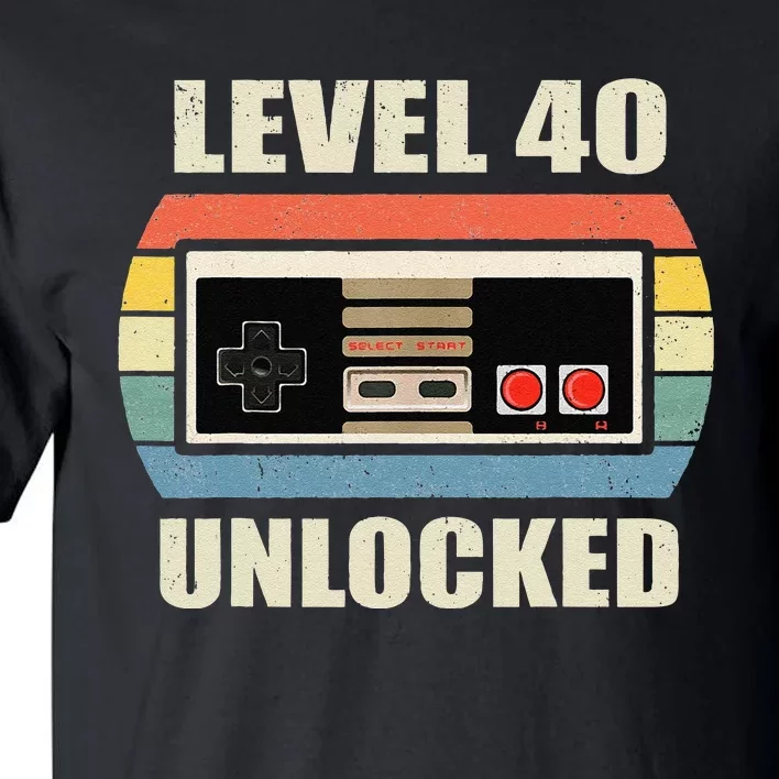 Level 40 Unlocked Video Gamer 40th Birthday Gifts Tea Tall T-Shirt