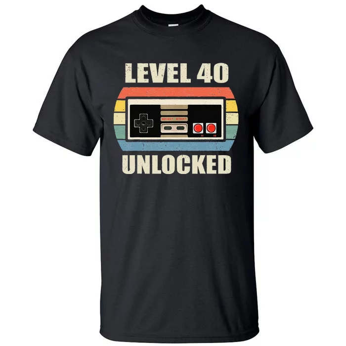 Level 40 Unlocked Video Gamer 40th Birthday Gifts Tea Tall T-Shirt