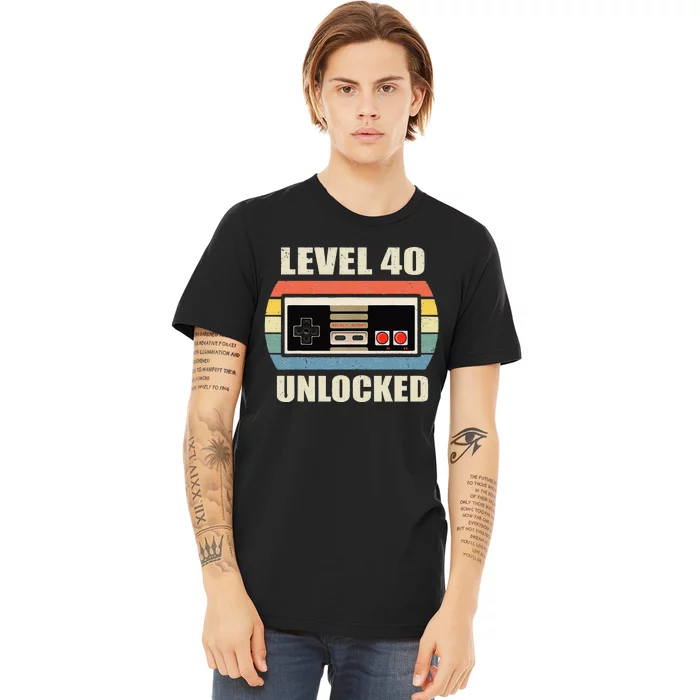 Level 40 Unlocked Video Gamer 40th Birthday Gifts Tea Premium T-Shirt