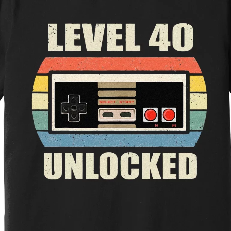 Level 40 Unlocked Video Gamer 40th Birthday Gifts Tea Premium T-Shirt