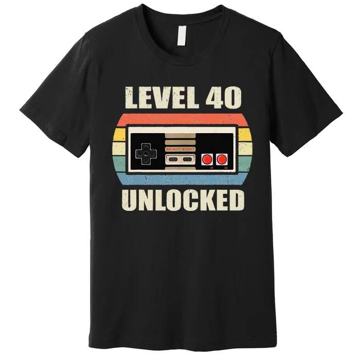 Level 40 Unlocked Video Gamer 40th Birthday Gifts Tea Premium T-Shirt