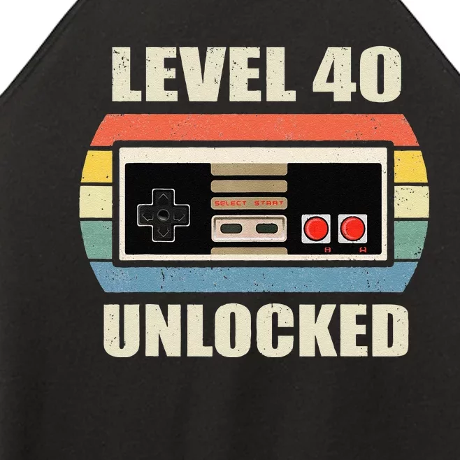 Level 40 Unlocked Video Gamer 40th Birthday Gifts Tea Women’s Perfect Tri Rocker Tank