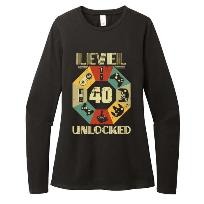 Level 40 Unlocked T Funny Video Gamer 40th Birthday Womens CVC Long Sleeve Shirt