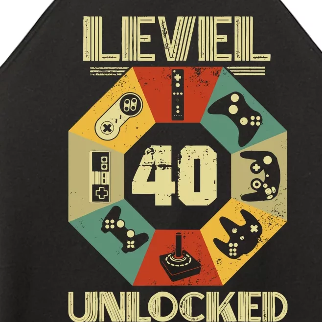 Level 40 Unlocked T Funny Video Gamer 40th Birthday Women’s Perfect Tri Rocker Tank