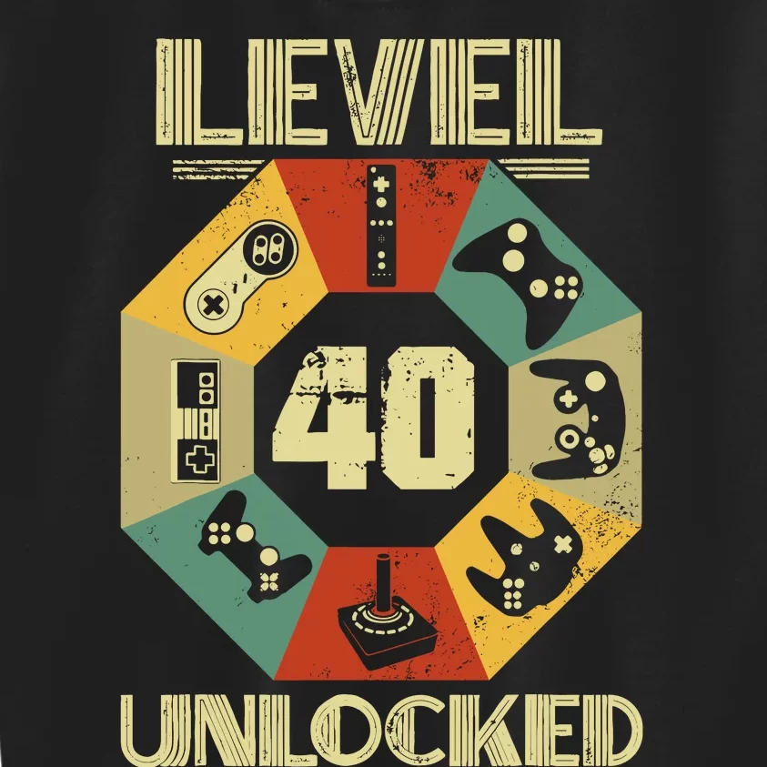 Level 40 Unlocked T Funny Video Gamer 40th Birthday Kids Sweatshirt