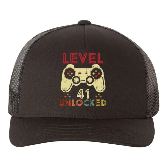 Level 41 Unlocked Birthday 41 Years Old Cool 41st Bday Gifts Yupoong Adult 5-Panel Trucker Hat