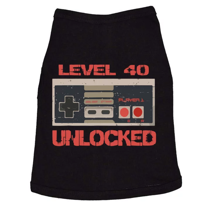 Level 40 Unlocked Video Gamer 40th Birthday Gift Doggie Tank