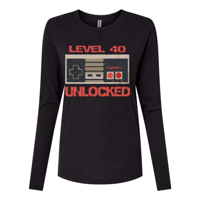 Level 40 Unlocked Video Gamer 40th Birthday Gift Womens Cotton Relaxed Long Sleeve T-Shirt