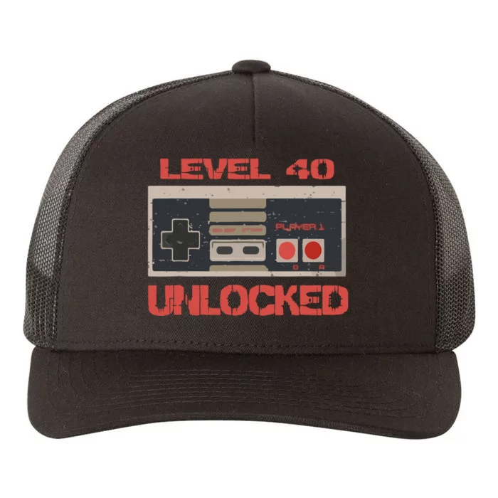 Level 40 Unlocked Video Gamer 40th Birthday Gift Yupoong Adult 5-Panel Trucker Hat