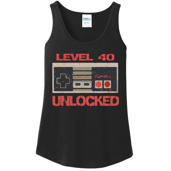 Level 40 Unlocked Video Gamer 40th Birthday Gift Ladies Essential Tank