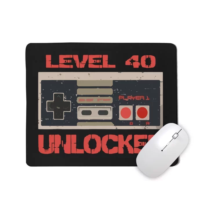 Level 40 Unlocked Video Gamer 40th Birthday Gift Mousepad