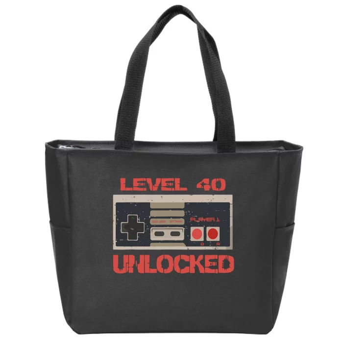 Level 40 Unlocked Video Gamer 40th Birthday Gift Zip Tote Bag