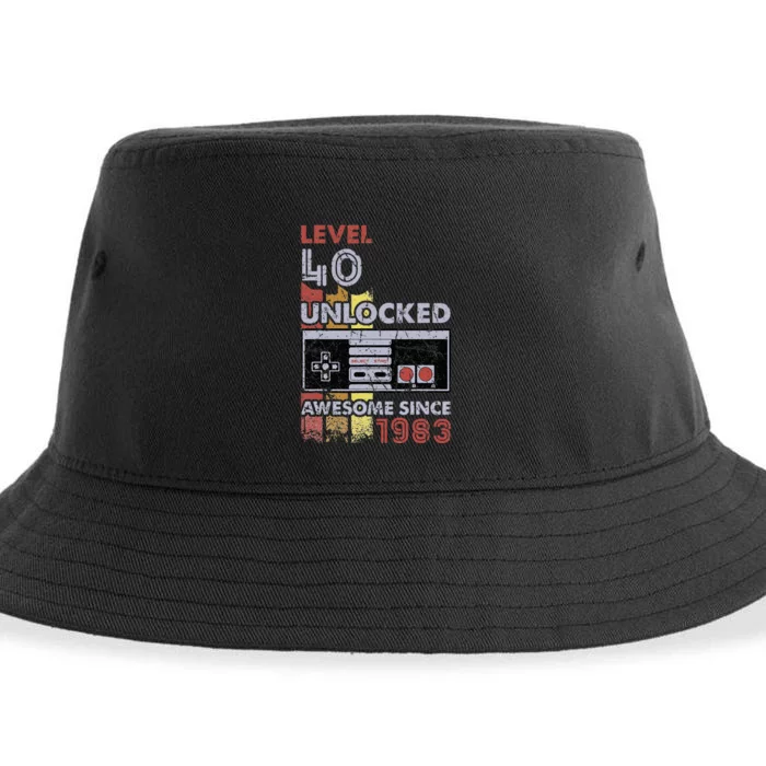 Level 40 Unlocked Gamer 40th Birthday Gift Video Game Lovers Sustainable Bucket Hat