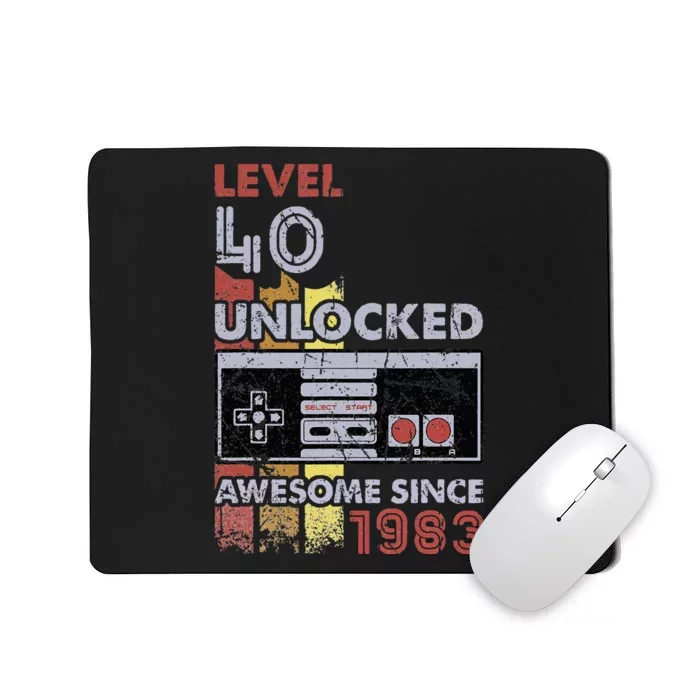 Level 40 Unlocked Gamer 40th Birthday Gift Video Game Lovers Mousepad