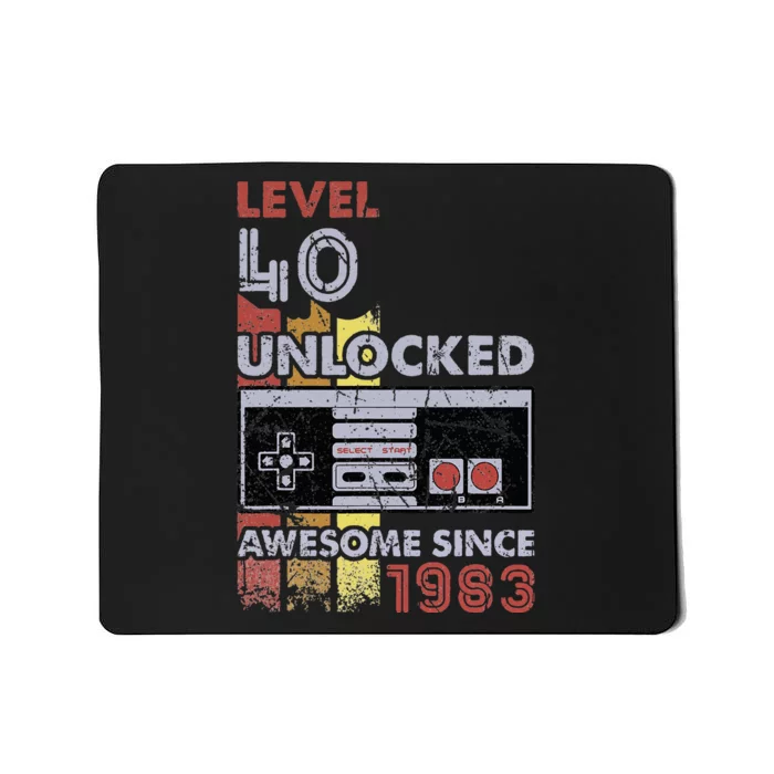 Level 40 Unlocked Gamer 40th Birthday Gift Video Game Lovers Mousepad