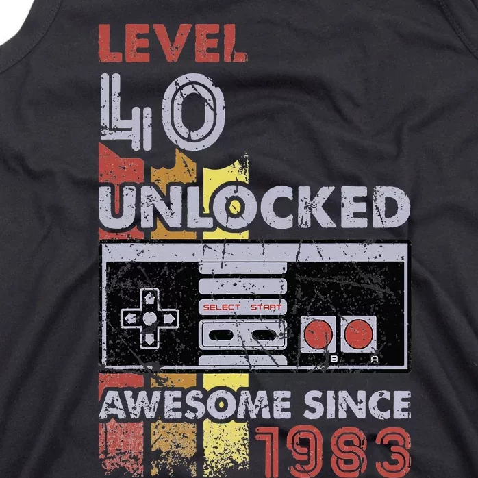 Level 40 Unlocked Gamer 40th Birthday Gift Video Game Lovers Tank Top