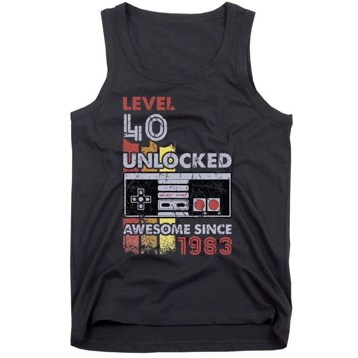 Level 40 Unlocked Gamer 40th Birthday Gift Video Game Lovers Tank Top