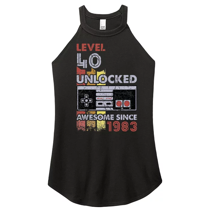 Level 40 Unlocked Gamer 40th Birthday Gift Video Game Lovers Women’s Perfect Tri Rocker Tank