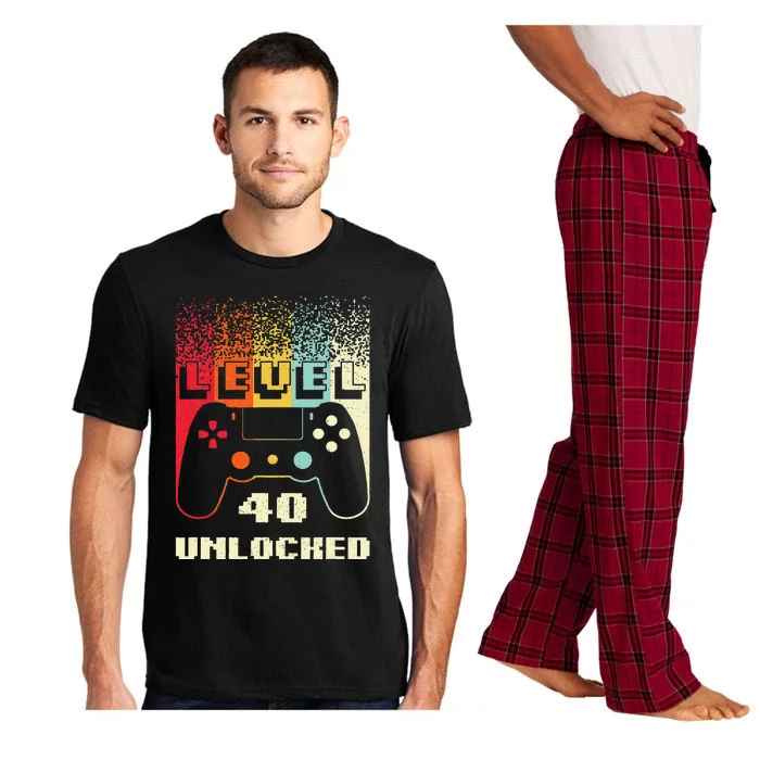 Level 40 Unlocked Funny Video Gamer Retro 40th Birthday Gift Pajama Set