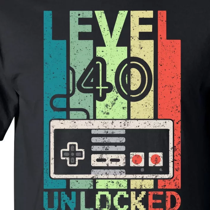 Level 40 Unlocked Video Gamer 40th Birthday Gifts Tall T-Shirt