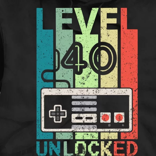 Level 40 Unlocked Video Gamer 40th Birthday Gifts Tie Dye Hoodie