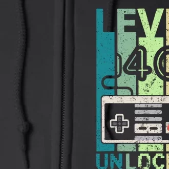 Level 40 Unlocked Video Gamer 40th Birthday Gifts Full Zip Hoodie