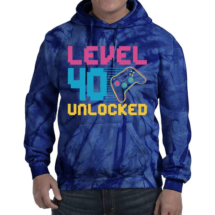 Level 40 Unlocked Gaming Birthday Tie Dye Hoodie