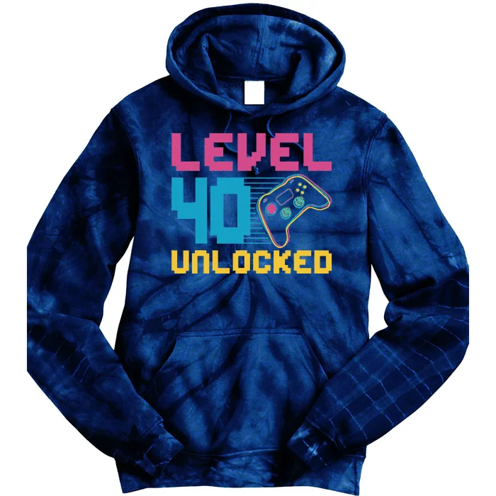 Level 40 Unlocked Gaming Birthday Tie Dye Hoodie