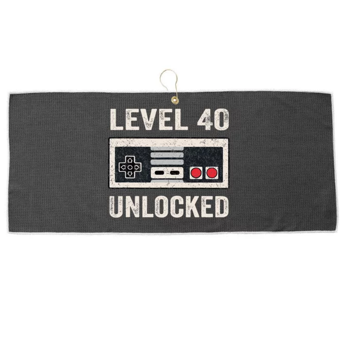 Level 40 Unlocked Video Gamer 40th Birthday Gift Large Microfiber Waffle Golf Towel