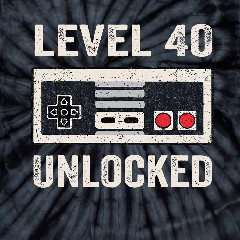 Level 40 Unlocked Video Gamer 40th Birthday Gift Tie-Dye T-Shirt