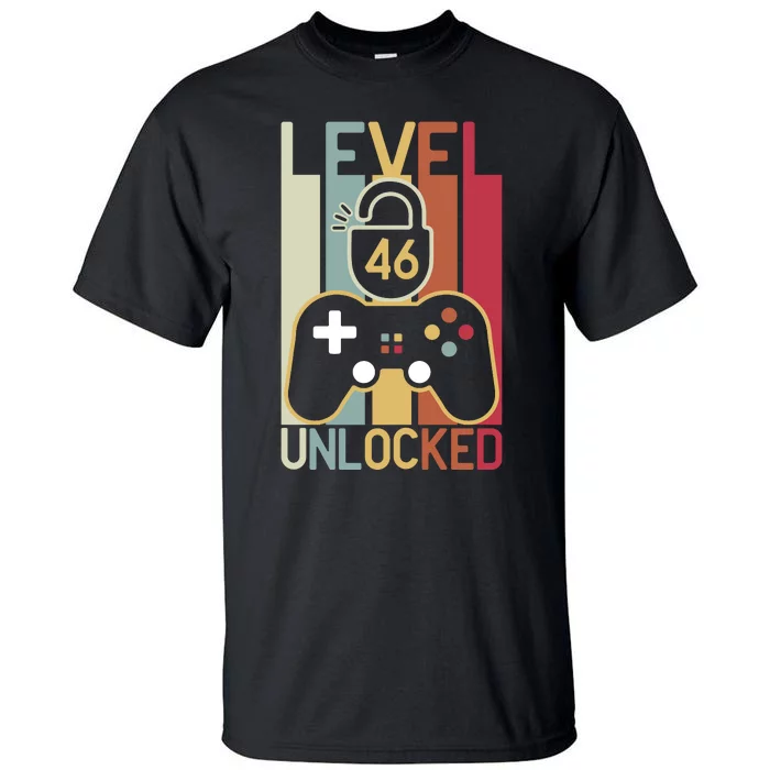 Level 46 Unlocked Birthday Gift Vintage Retro Tall T-Shirt