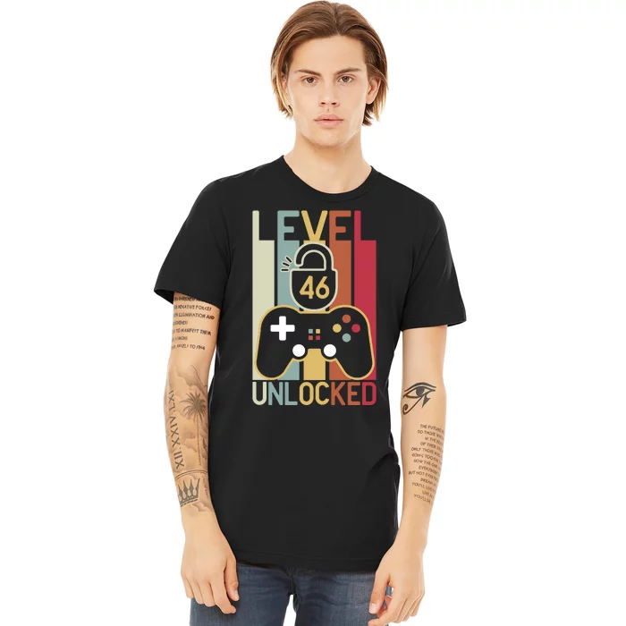 Level 46 Unlocked Birthday Gift Vintage Retro Premium T-Shirt