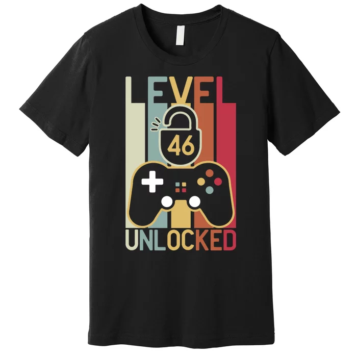 Level 46 Unlocked Birthday Gift Vintage Retro Premium T-Shirt