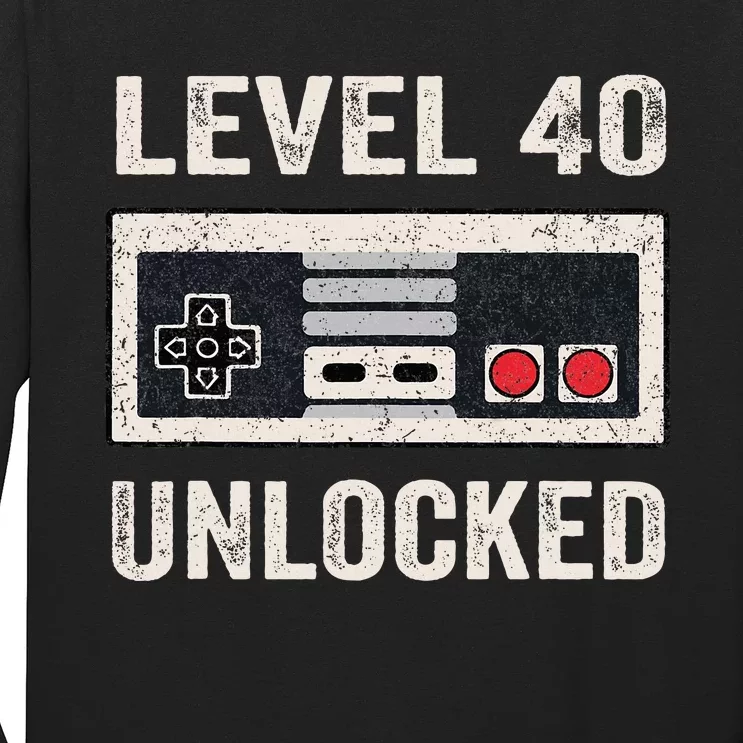 Level 40 Unlocked Video Gamer 40th Birthday Long Sleeve Shirt