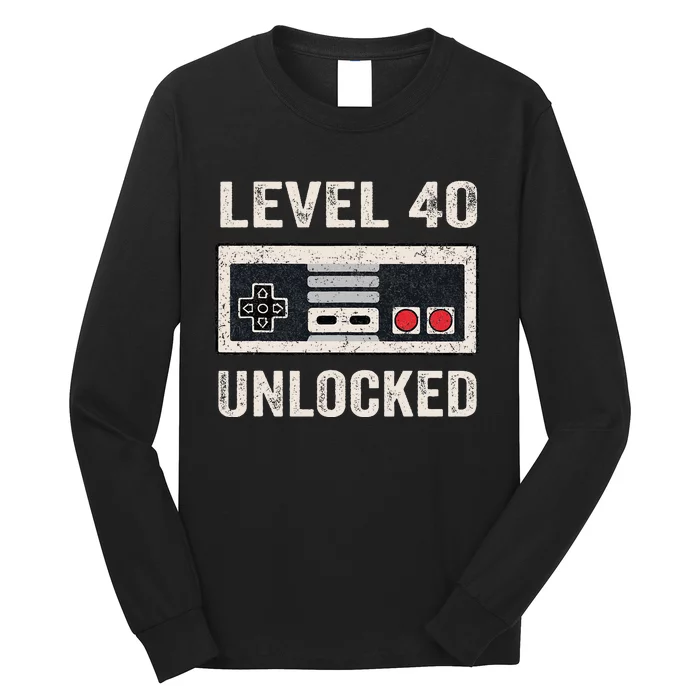 Level 40 Unlocked Video Gamer 40th Birthday Long Sleeve Shirt