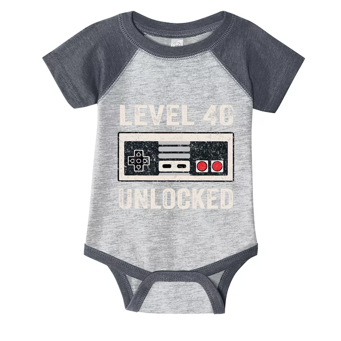 Level 40 Unlocked Video Gamer 40th Birthday Infant Baby Jersey Bodysuit