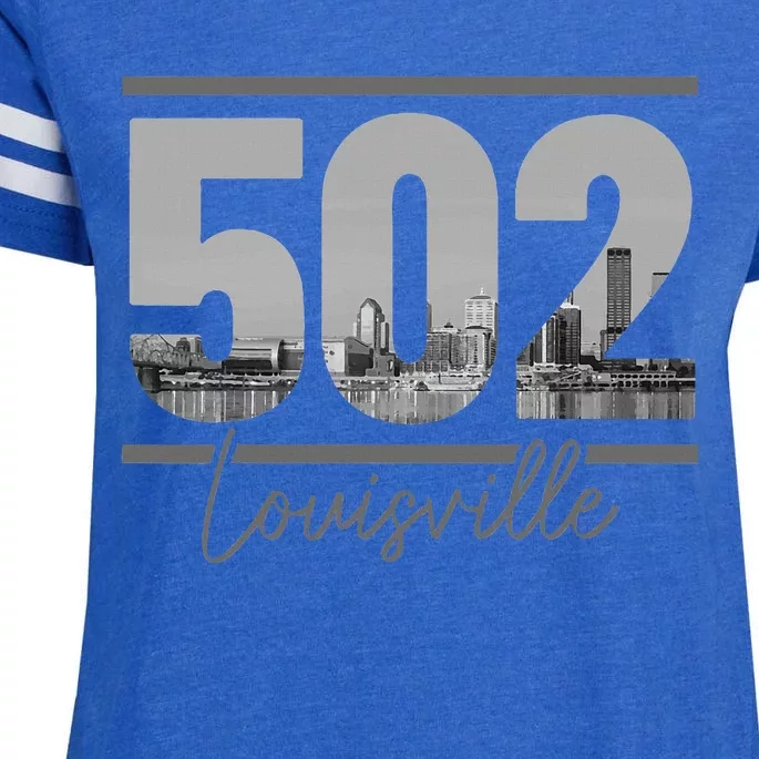 Louisville 502 Area Code Skyline Kentucky Pride Enza Ladies Jersey Football T-Shirt