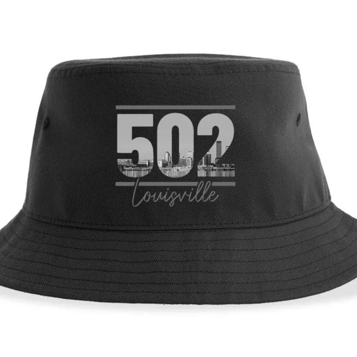 Louisville 502 Area Code Skyline Kentucky Pride Vintage Sustainable Bucket Hat