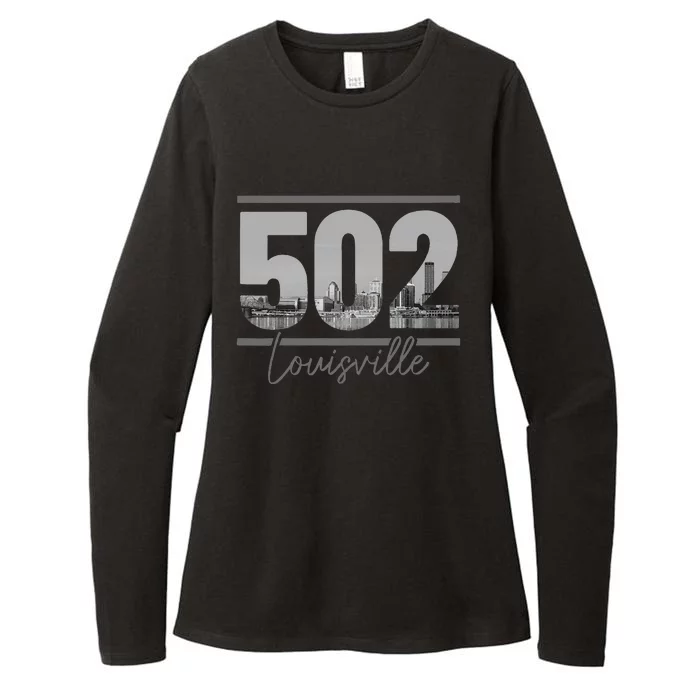 Louisville 502 Area Code Skyline Kentucky Pride Vintage Womens CVC Long Sleeve Shirt